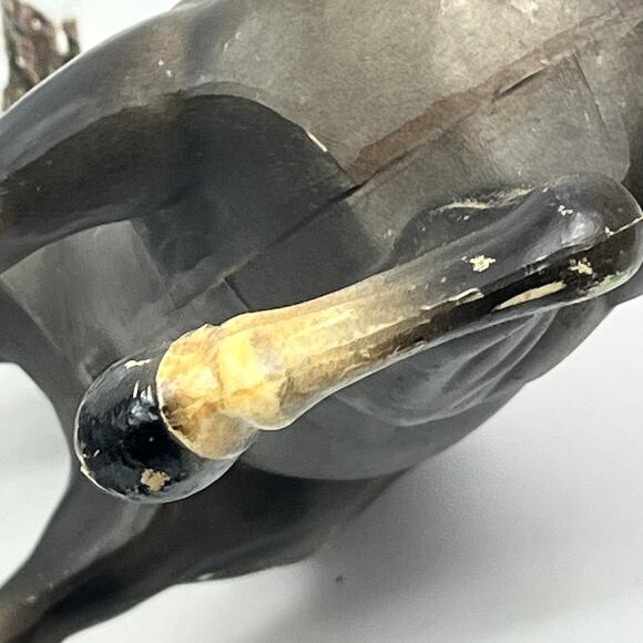 Vintage KT 1970s Black Rearing Plastic Horse Figure Toy Yarn Tail Hong Kong 10" - Picture 12 of 13